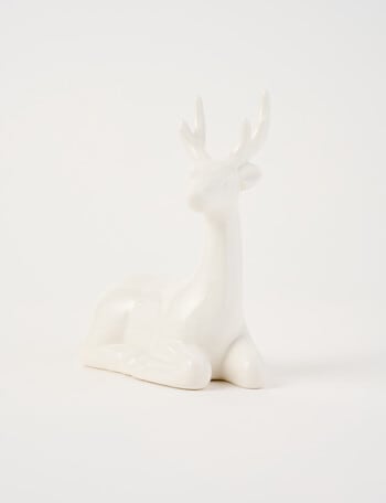 Christmas Shop Woodland Wonders Ceramic Deer, Left-Hand Facing, White product photo