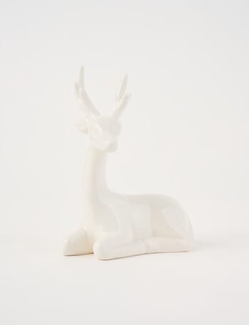 Christmas Shop Woodland Wonders Ceramic Deer, Right-Hand Facing, White product photo