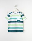 Mac & Ellie Block Stripe Short Sleeve Tee, Teal product photo