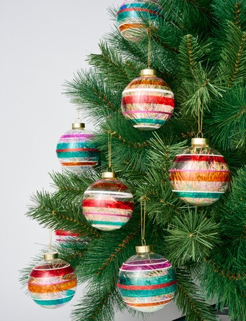 Christmas Shop Stripe Tinsel Glass Bauble, 9-Piece Set product photo