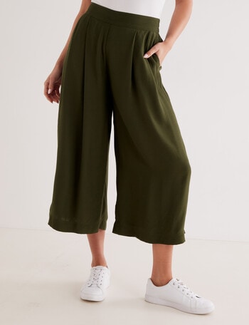 Whistle Viscose Regular Length Culotte, Dark Olive product photo