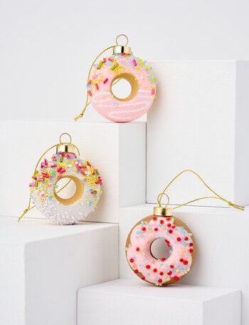 Christmas Shop Merry Morsels Glass Donut, Set of 3 product photo