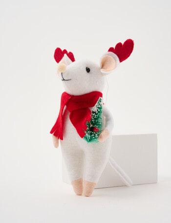 Christmas Shop Mistletoe Meadow Felt Reindeer Mouse, White product photo