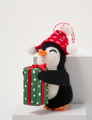 Christmas Shop Mistletoe Meadow Felt Penguin with Present product photo