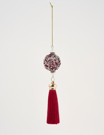 Christmas Shop Mistletoe Meadow Mini Bauble with Tassel, Ruby product photo