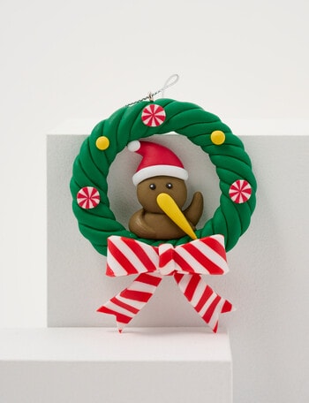 Christmas Shop Mistletoe Meadow Claydough Kiwi Wreath, Green product photo