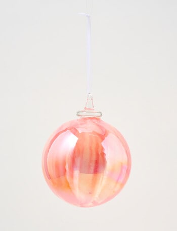 Christmas Shop Mistletoe Meadow Solar Blown Glass Bauble, Pink product photo