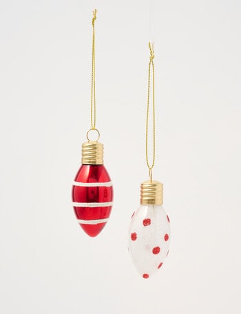 Christmas Shop Mistletoe Meadow Glass Bulb, 2-Piece, Red & White product photo