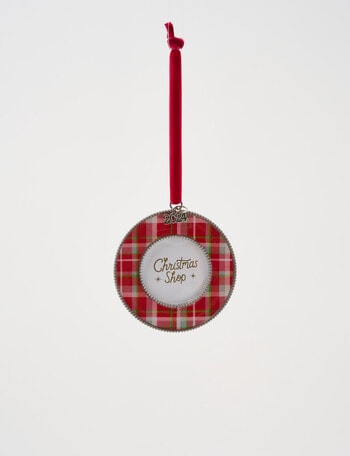 Christmas Shop Mistletoe Meadow Round Metal Picture Frame, Red product photo