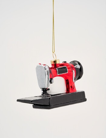 Christmas Shop Mistletoe Meadow Retro Glass Sewing Machine, Red & Black product photo