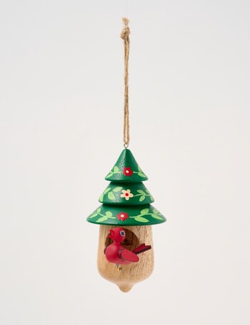 Christmas Shop Mistletoe Meadow Wooden Cuckoo, Red & Green product photo