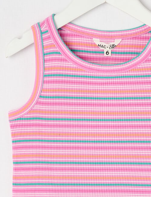 Mac & Ellie Rib Singlet Stripe, Fuchsia product photo View 02 L