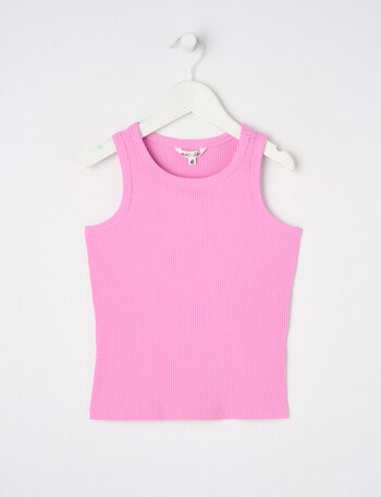 Mac & Ellie Rib Singlet, Bubblegum Pink product photo