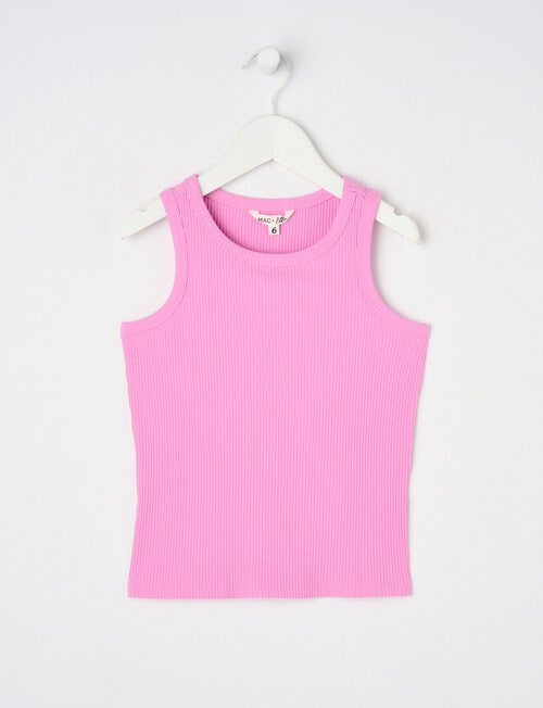 Mac & Ellie Rib Singlet, Bubblegum Pink product photo