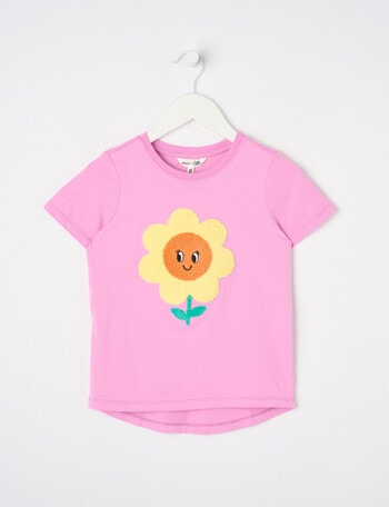 Mac & Ellie Daisy Boucle Short Sleeve Tee, Bubblegum product photo