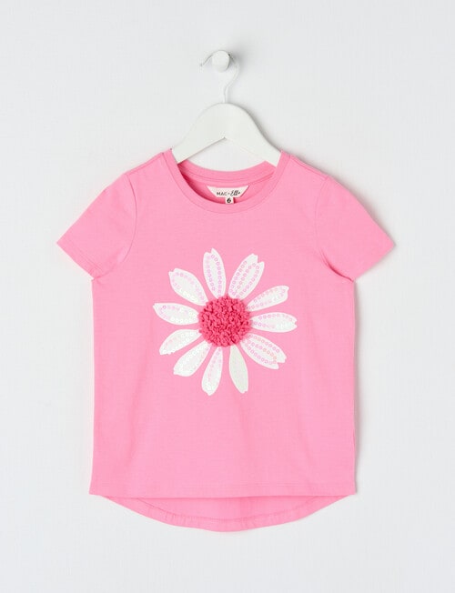 Mac & Ellie Novelty Daisy Short Sleeve Tee, Candy Pink product photo