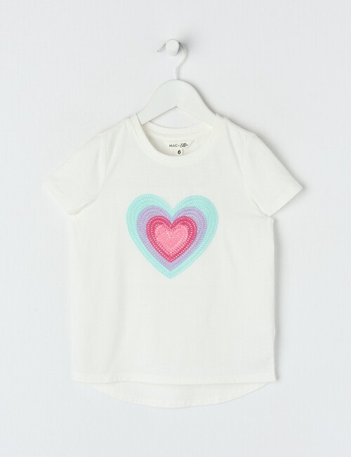 Mac & Ellie Crochet Heart Short Sleeve Tee, Vanilla product photo