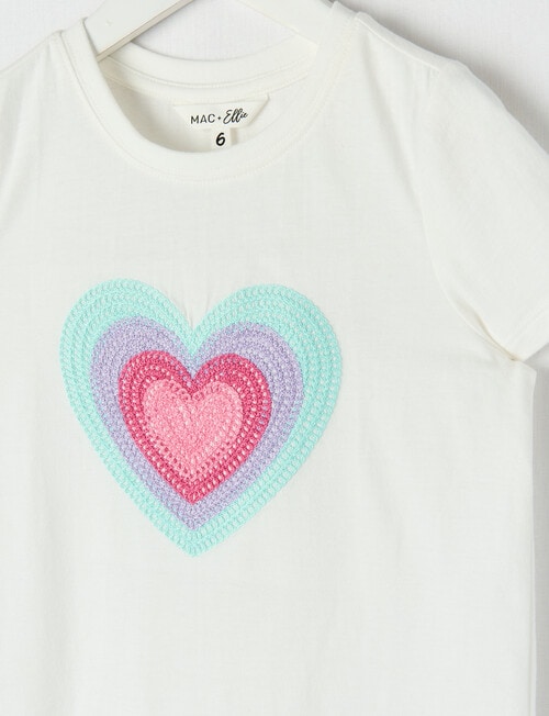 Mac & Ellie Crochet Heart Short Sleeve Tee, Vanilla product photo View 02 L