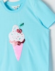 Mac & Ellie Flip Sequin Ice Cream Short Sleeve Tee, Ocean Blue product photo View 02 S