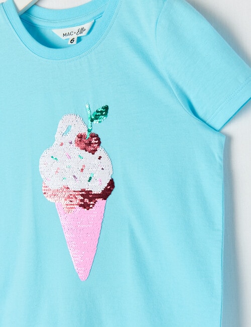 Mac & Ellie Flip Sequin Ice Cream Short Sleeve Tee, Ocean Blue product photo View 02 L