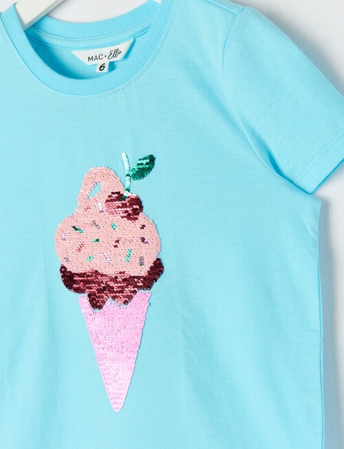 Mac & Ellie Flip Sequin Ice Cream Short Sleeve Tee, Ocean Blue product photo View 03 L