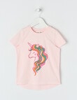 Mac & Ellie Studded Unicorn Short Sleeve Tee, Light Pink product photo