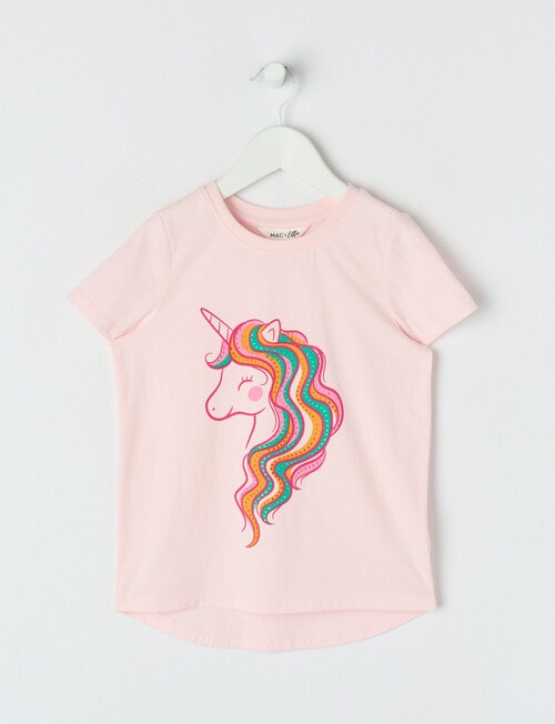 Mac & Ellie Studded Unicorn Short Sleeve Tee, Light Pink product photo