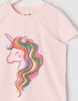 Mac & Ellie Studded Unicorn Short Sleeve Tee, Light Pink product photo View 02 S