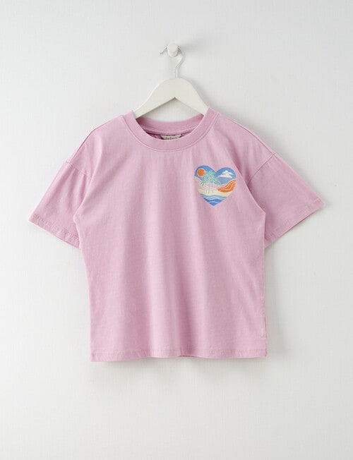 Switch Heart Short Sleeve Boxy Tee, Acid Pink product photo