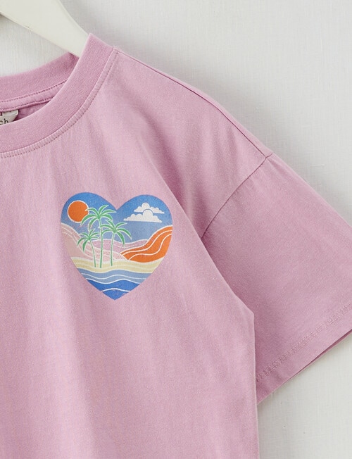 Switch Heart Short Sleeve Boxy Tee, Acid Pink product photo View 02 L