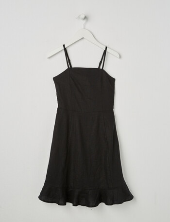 Switch Frill Hem Linen Blend Dress, Black product photo