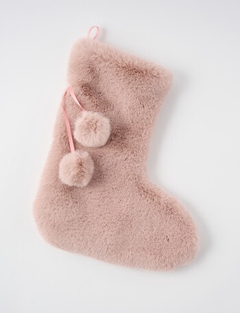 Christmas Shop Faux Fur Stocking, Blush product photo