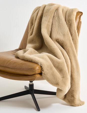 M&Co Shasta Faux Fur Throw, Biscotti product photo