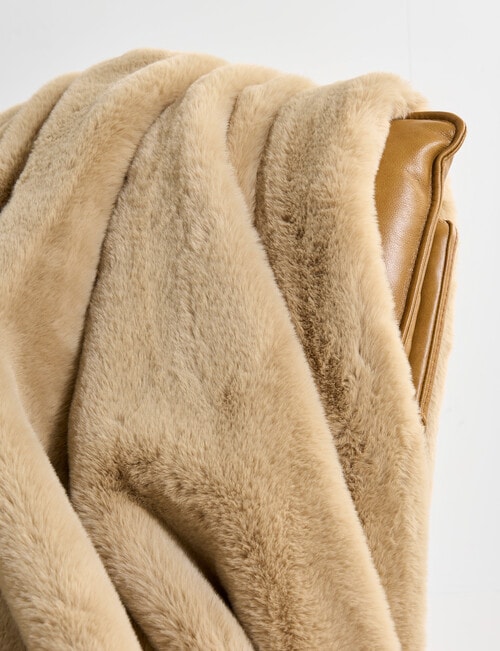 M&Co Shasta Faux Fur Throw, Biscotti product photo View 02 L