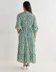 Whistle Geo Tiered V-Neck Dress, Green product photo View 02 S