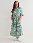 Whistle Geo Tiered V-Neck Dress, Green product photo View 03 S