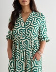 Whistle Geo Tiered V-Neck Dress, Green product photo View 04 S