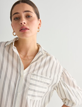 Mineral Stripe Rita Shirt, White product photo