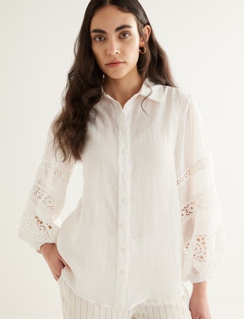 State of play Mindy Crochet Trim Blouse, White product photo