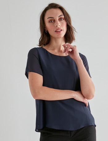 Oliver Black Short Sleeve Double Layer Top, French Navy product photo