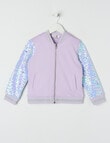 Mac & Ellie Party Collection Sequin Sleeve Bomber Jacket, Lilac product photo