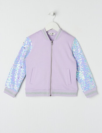 Mac & Ellie Party Collection Sequin Sleeve Bomber Jacket, Lilac product photo