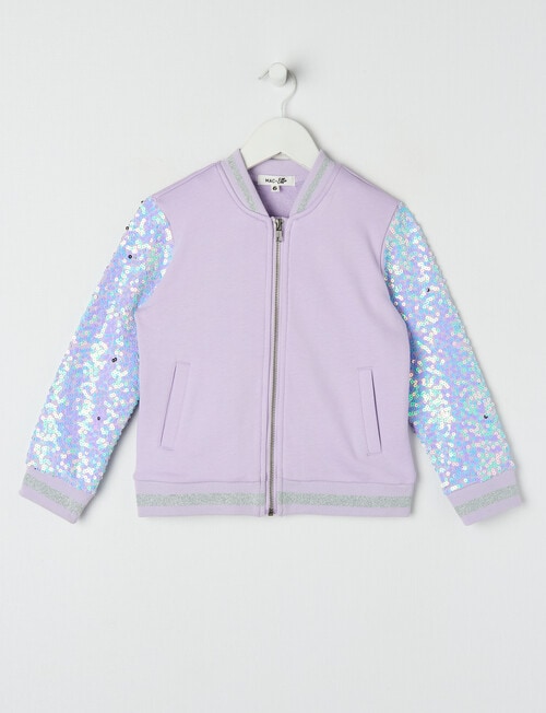 Mac & Ellie Party Collection Sequin Sleeve Bomber Jacket, Lilac product photo