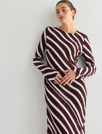 Mineral Stripe Romilly Bias Cut Maxi Dress, Chocolate product photo