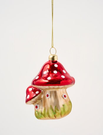 Christmas Shop Mistletoe Meadow Glass Toadstools, Red & Gold product photo