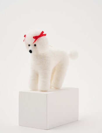 Christmas Shop Mistletoe Meadow Felt Poodle, White product photo