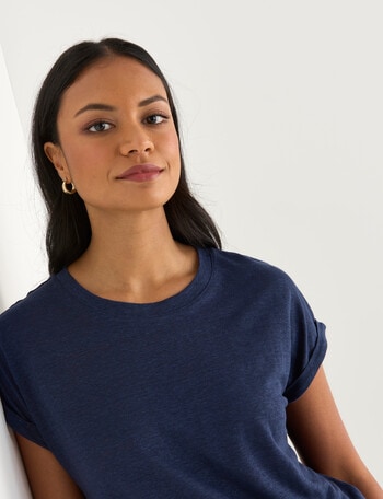 Zest Essential Linen Tee, Navy product photo