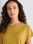 Zest Essential Linen Cap Sleeve Slub Knit Tee, Honey product photo View 04 S