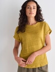 Zest Essential Linen Cap Sleeve Slub Knit Tee, Honey product photo View 05 S