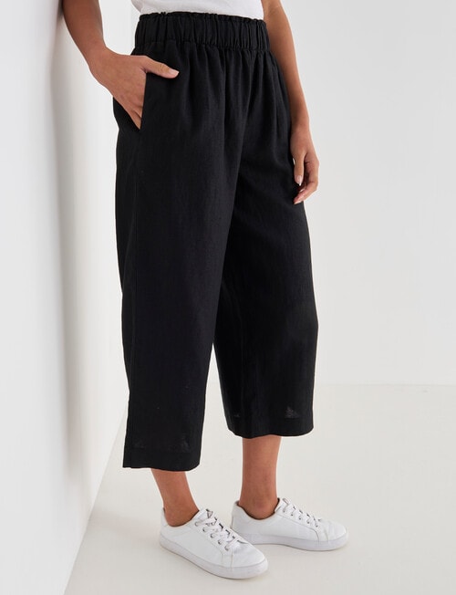 Zest Essential Linen Crop Pant, Black product photo